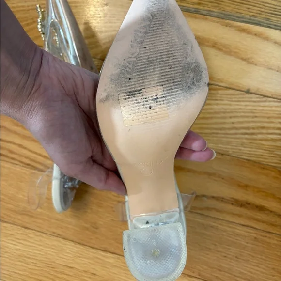 Transparent Point Toe Slingback Pump with Rhinestone Embellishment - Picture 14 of 16